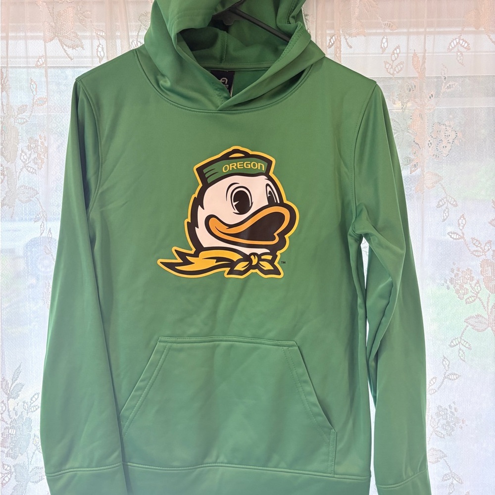 Youth Oregon Ducks Green Hoodie with Duck Logo with tags L-G-G 12/14